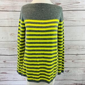 GAP yellow grey stripe long sleeve sweater